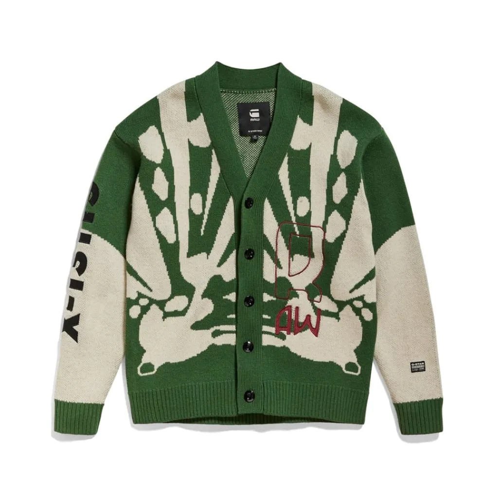 Knitwear*G Star Holiday Cardi in Green