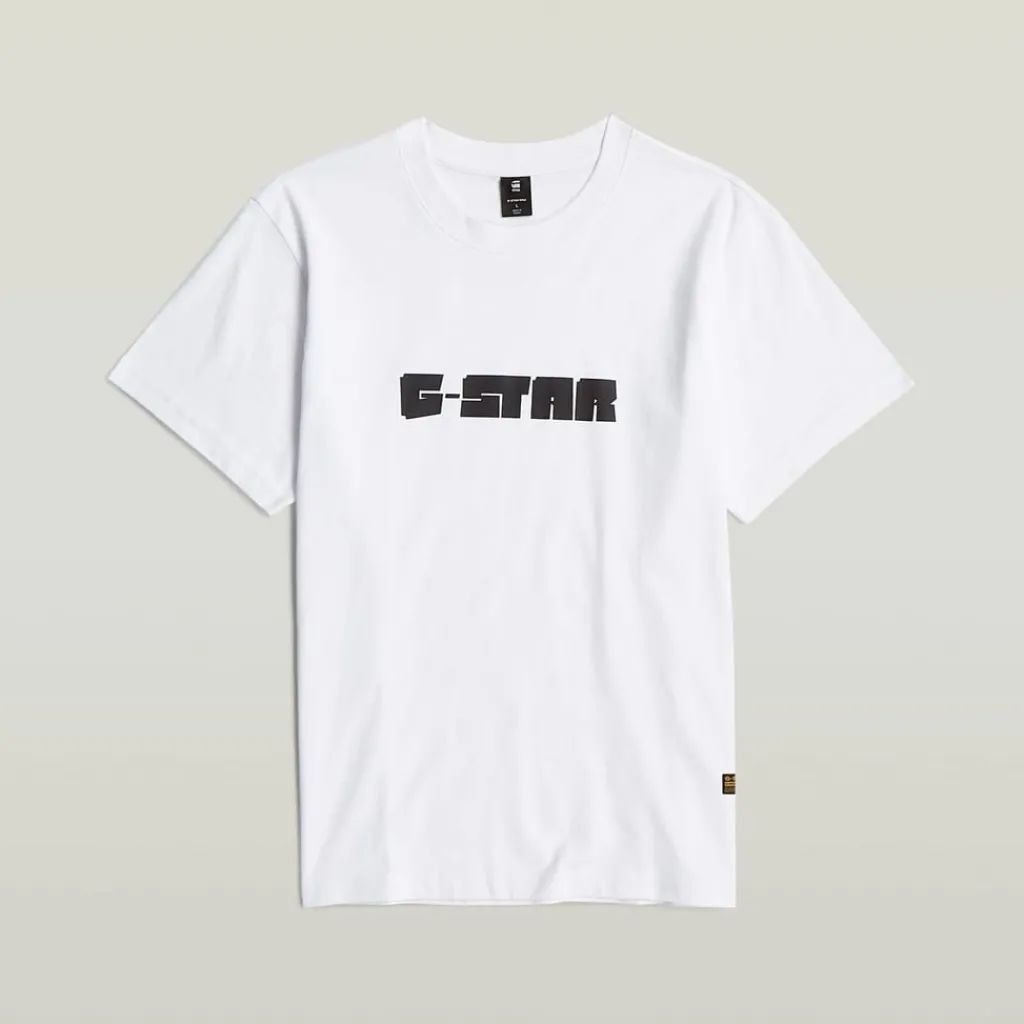 T-Shirts And Vests*G Star Script Lettering Regular Fit T-Shirt in White