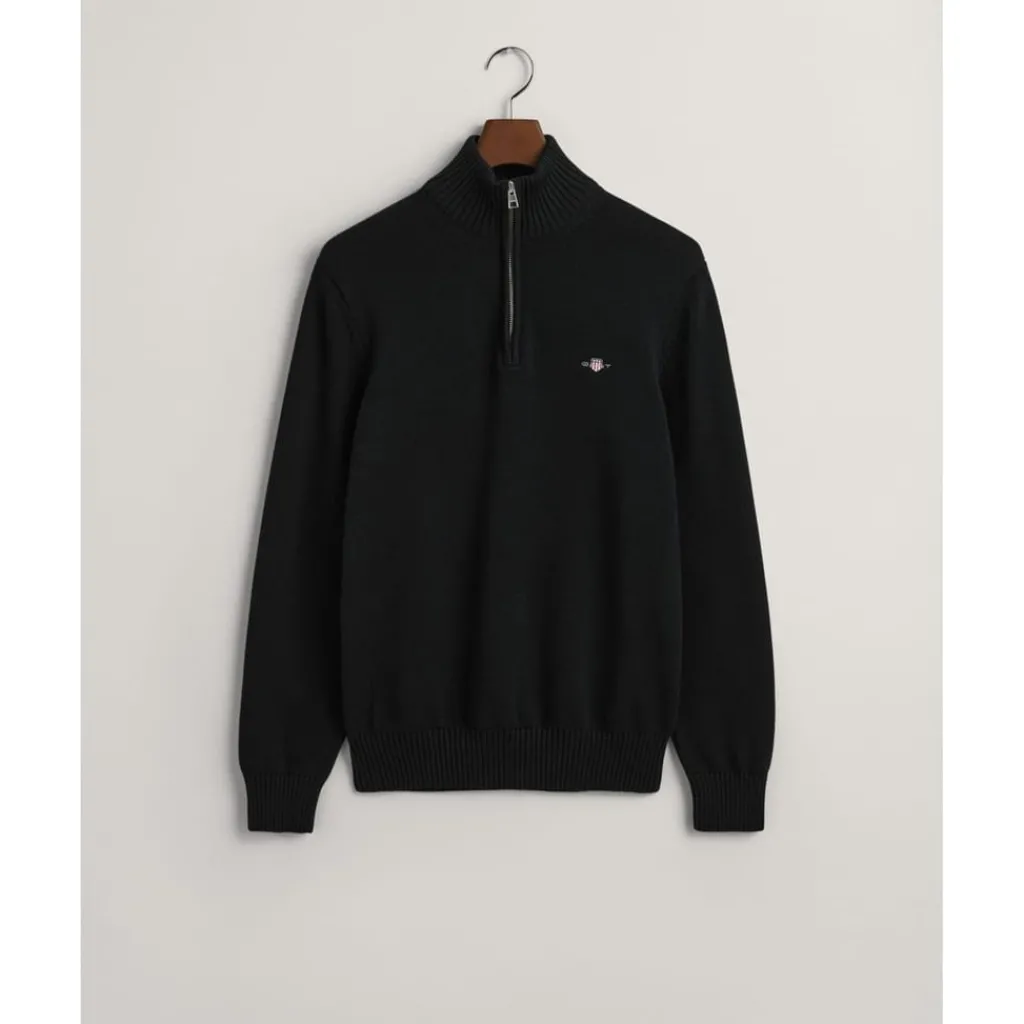 Knitwear*Gant Cotton Half Zip in Black