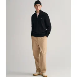 Knitwear*Gant Cotton Half Zip in Black