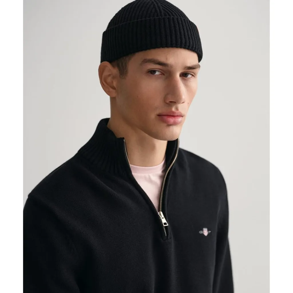 Knitwear*Gant Cotton Half Zip in Black