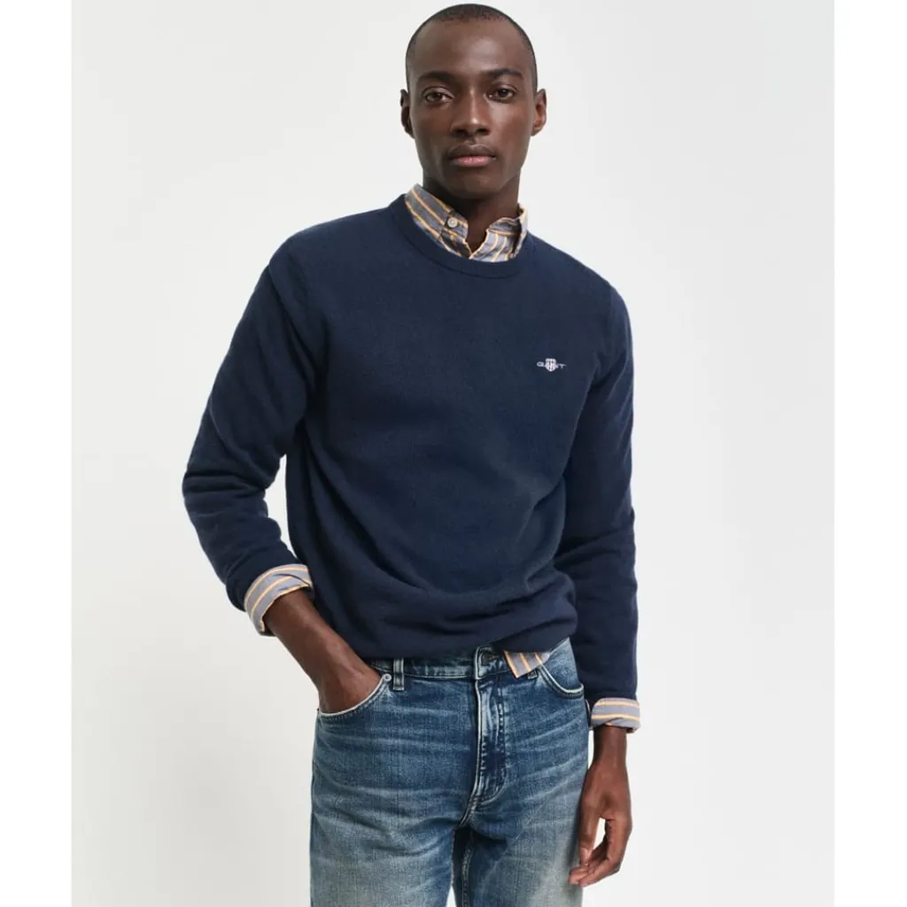 Knitwear*Gant Crew Neck Regular Fit Sweater in Blue