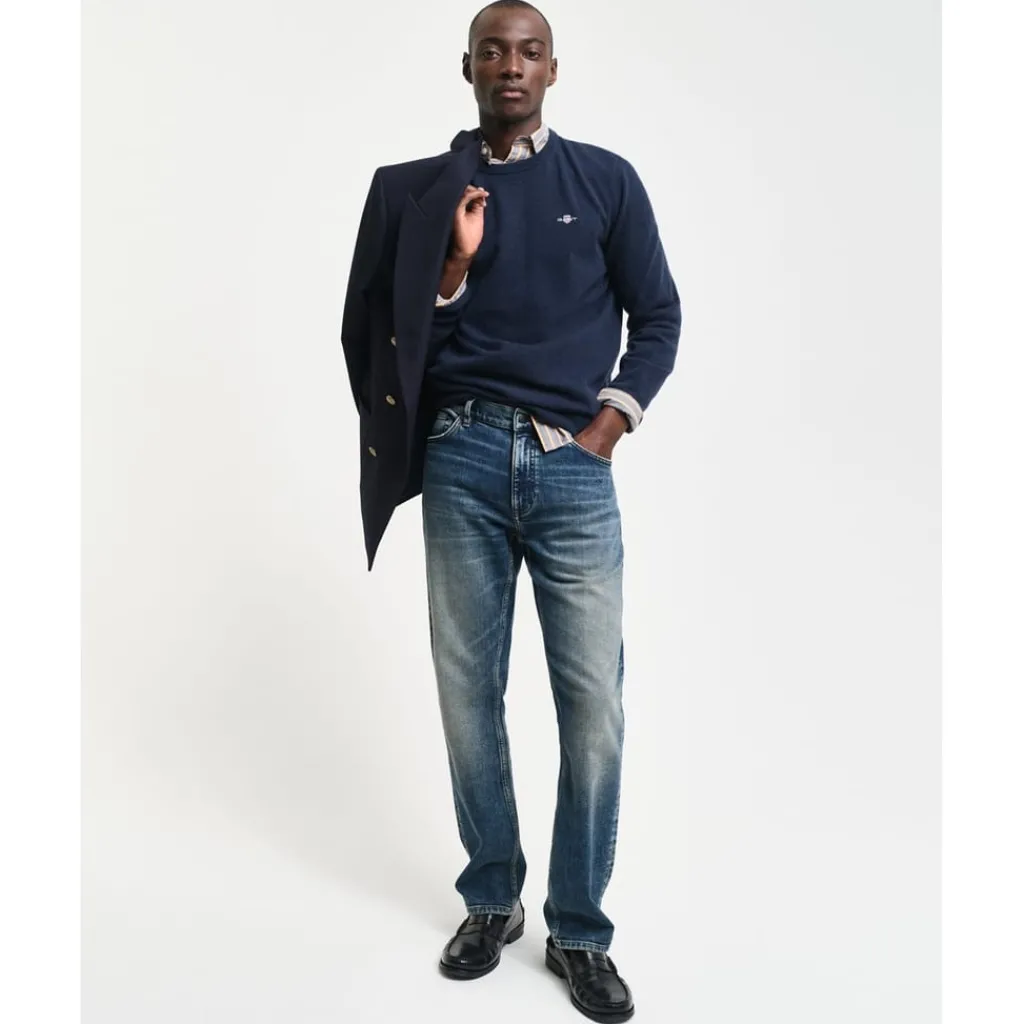 Knitwear*Gant Crew Neck Regular Fit Sweater in Blue