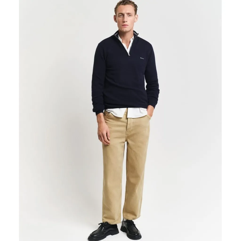 Knitwear*Gant Half Zip Jumper in Blue