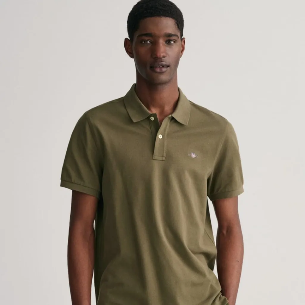 Polo Shirts*Gant Piqué Polo Shirt in Green