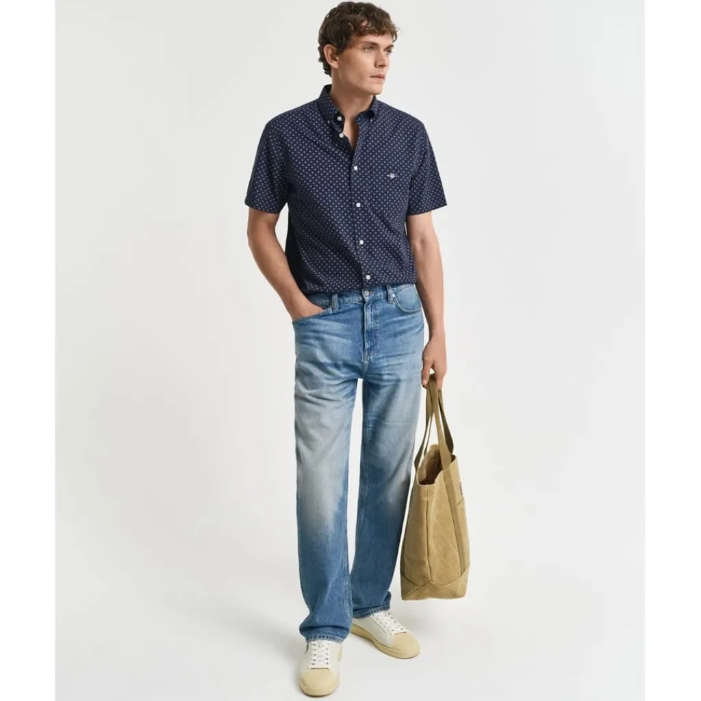 Shirts*Gant Print Short Sleeve Shirt in Blue