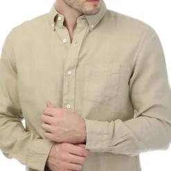 Shirts*Gant Regular Fit Garment Dyed Linen Shirt in Beige