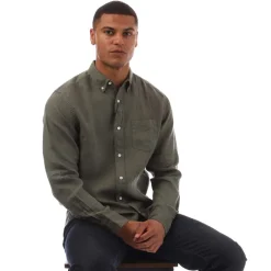 Shirts*Gant Regular Fit Garment Dyed Linen Shirt in Green