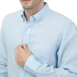 Shirts*Gant Regular Fit Linen Shirt in Blue