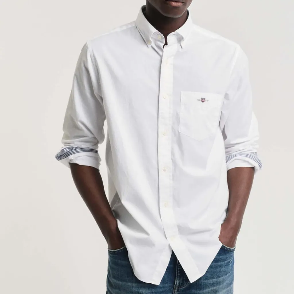 Shirts*Gant Regular Fit Poplin Archive Shield Shirt in White