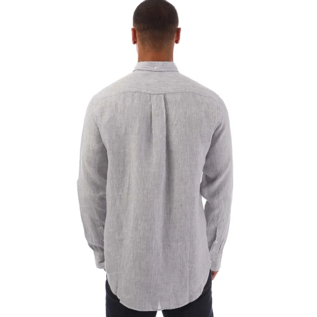 Shirts*Gant Regular Fit Striped Linen Shirt in White