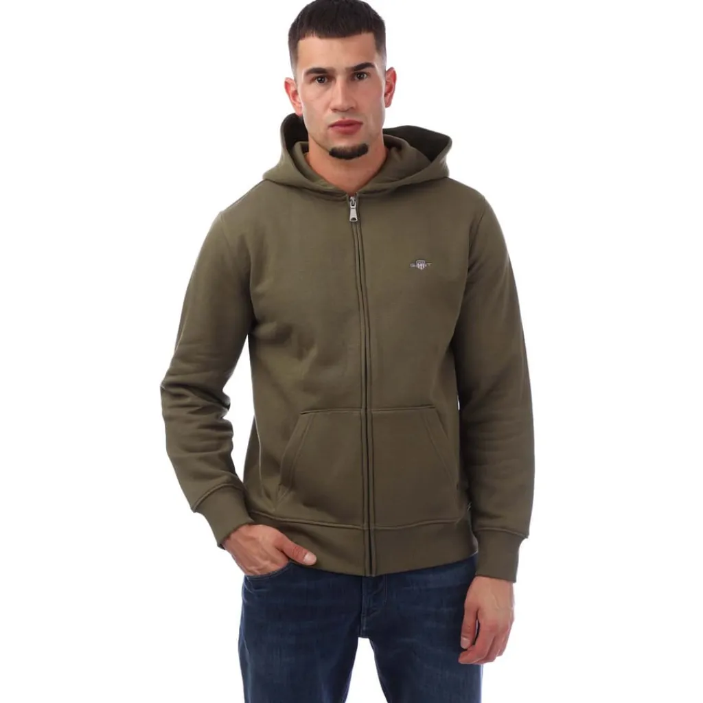 Sweatshirts*Gant Shield Logo Full Zip Hoodie in Green