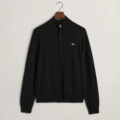 Knitwear*Gant Superfine Lambswool Zip Cardigan in Black