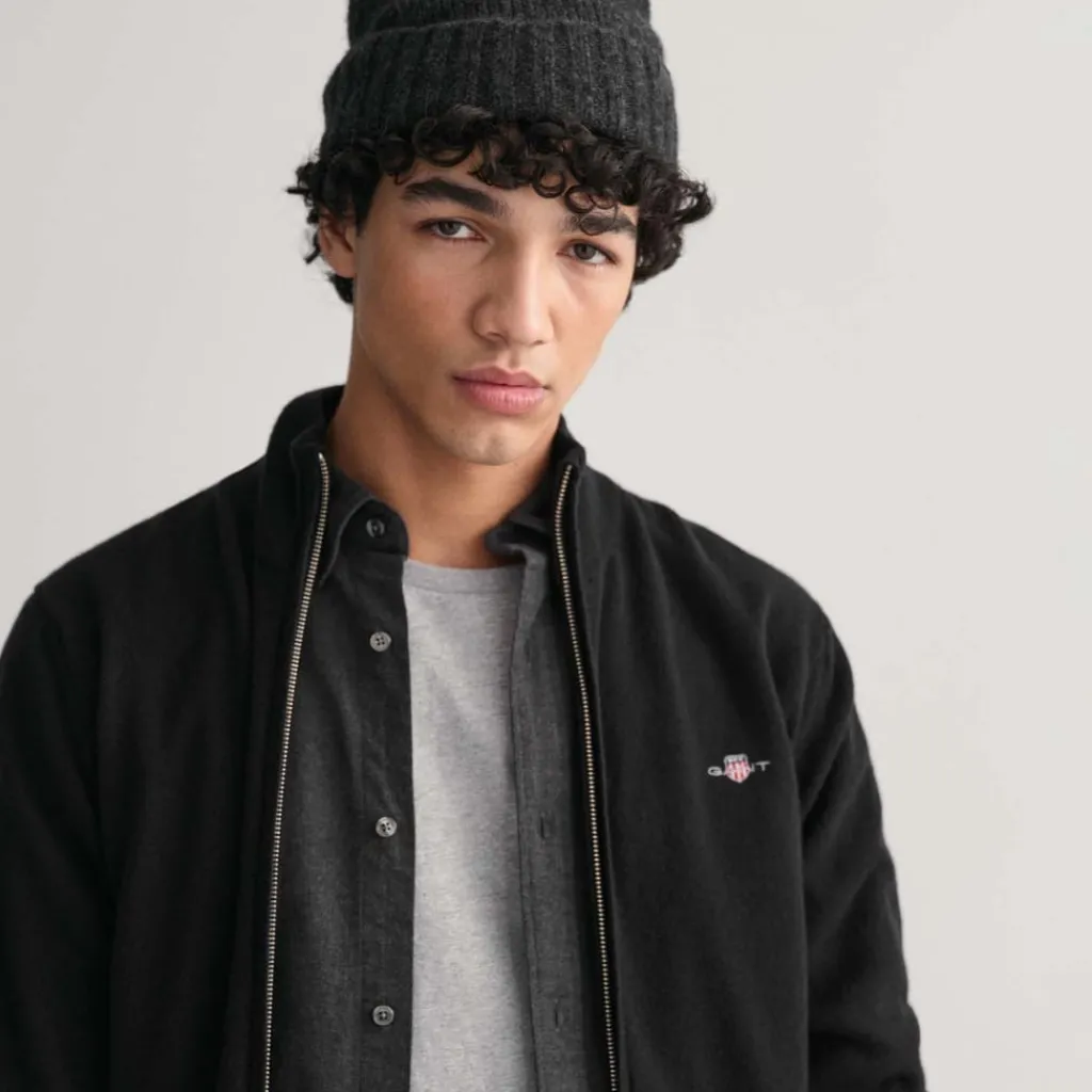 Knitwear*Gant Superfine Lambswool Zip Cardigan in Black