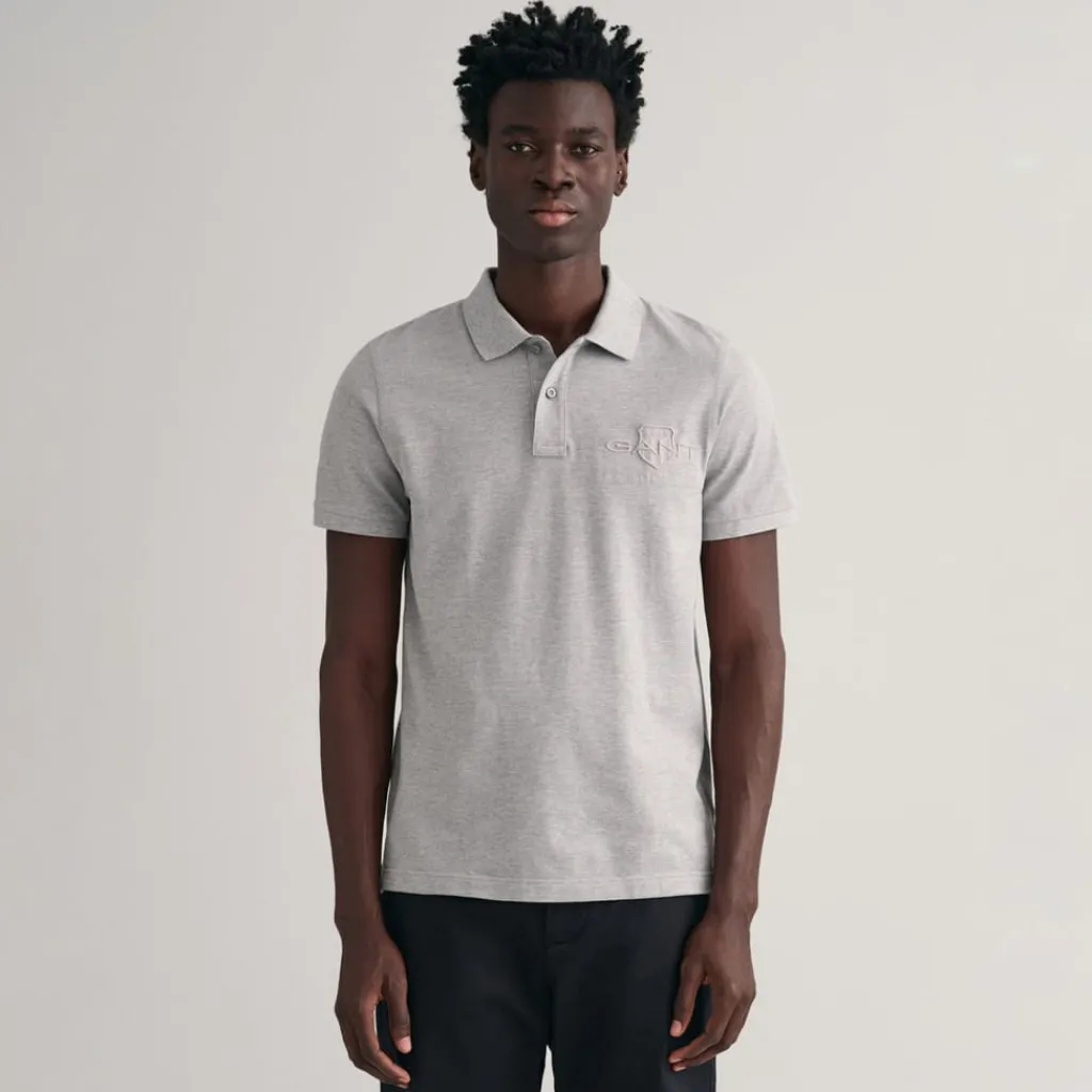 Polo Shirts*Gant Tonal Shield Polo Shirt in Grey