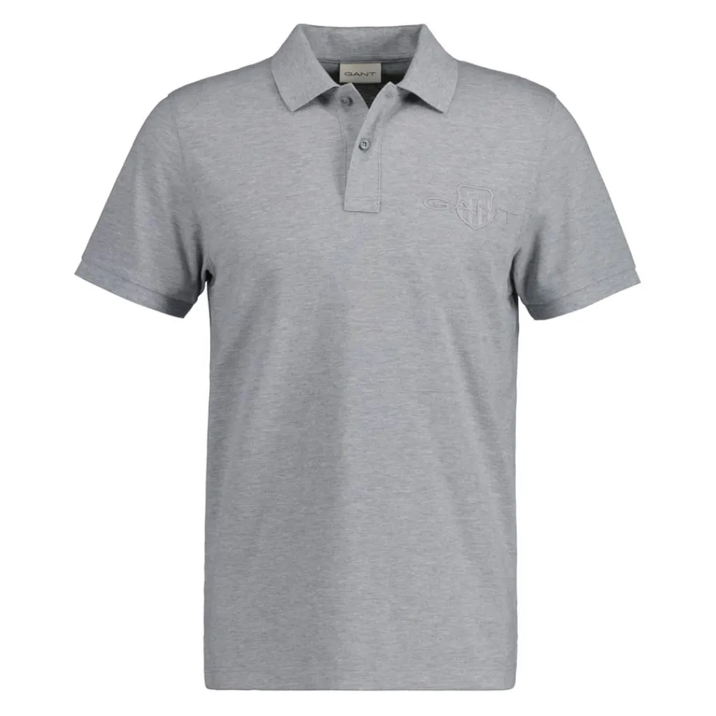 Polo Shirts*Gant Tonal Shield Polo Shirt in Grey