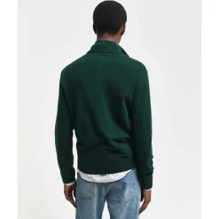 Knitwear*Gant Zip Neck Tartan Regular Fit Sweater in Green