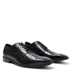 Footwear|Shoes*Giorgio Leather Croc Men Oxford Dress Brogue Shoes in Black