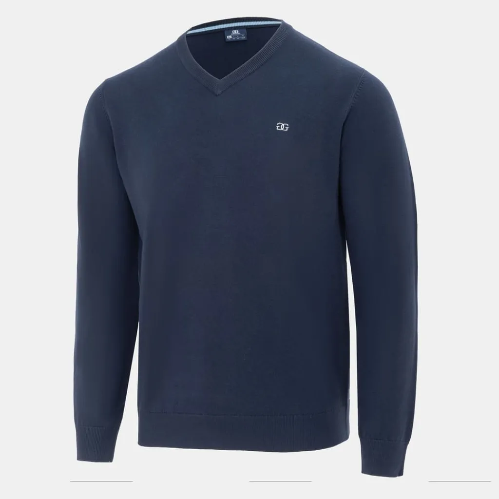Knitwear*Giorgio Mens V Neck Classic Knitted Sweater in Blue
