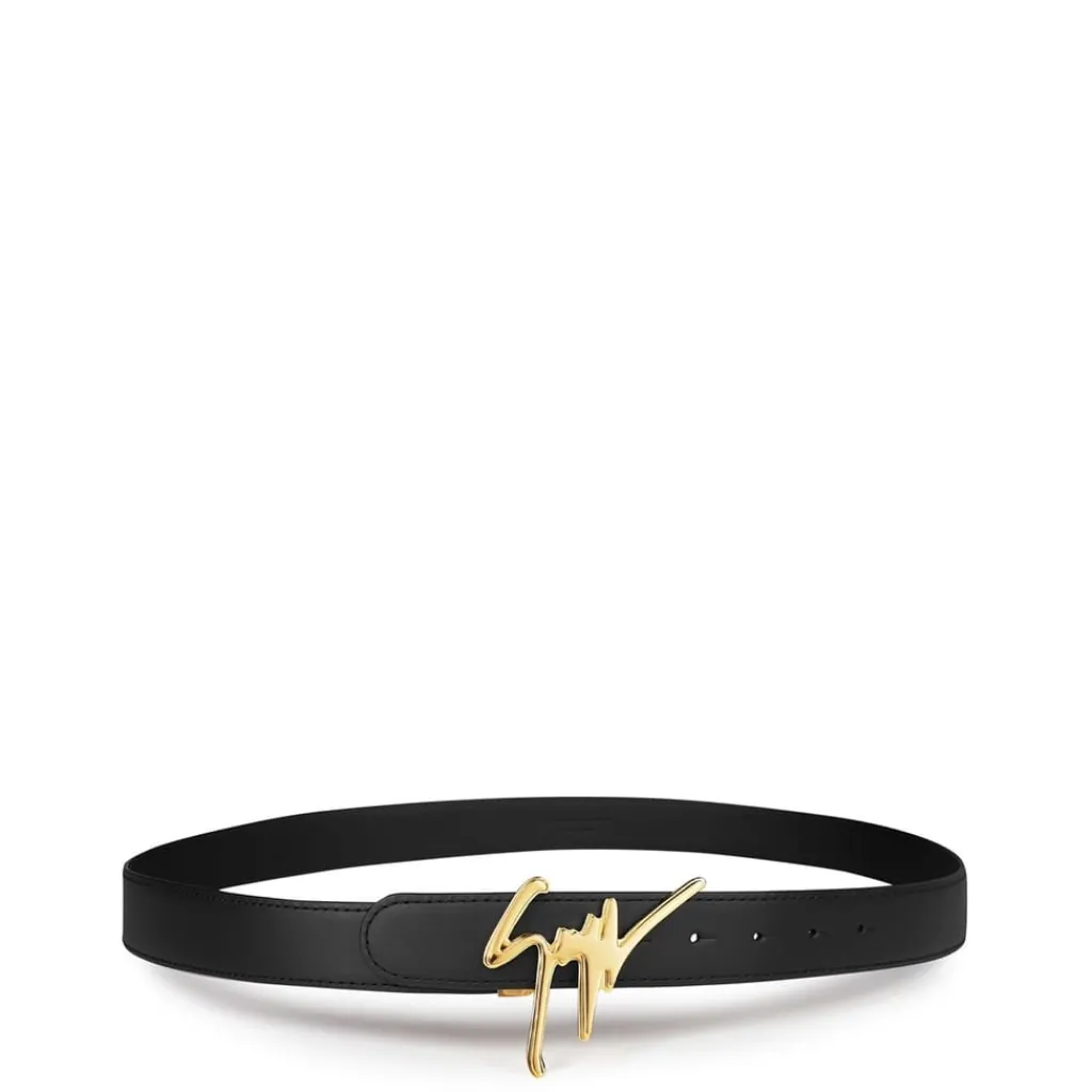 Belts*Giuseppe Zanotti Script Logo Belt in Black