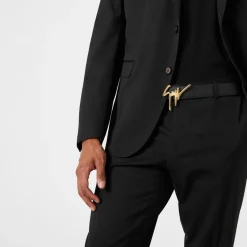 Belts*Giuseppe Zanotti Script Logo Belt in Black