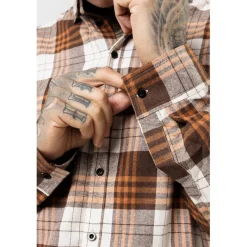 Shirts*Good For Nothing Check Flannel Shirt Rust in Orange