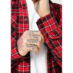 Shirts*Good For Nothing Check Flannel Shirt Red in Red