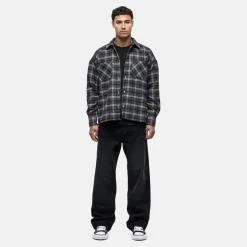 Shirts*Good For Nothing Wool Check Overshirt Charcoal in Grey