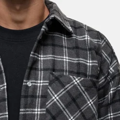 Shirts*Good For Nothing Wool Check Overshirt Charcoal in Grey