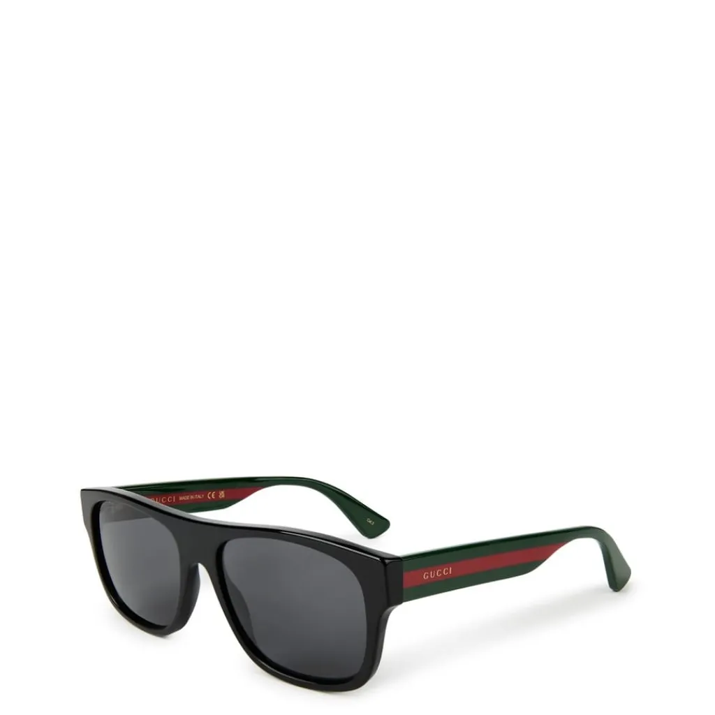 Sunglasses*Gucci Web Square Sunglasses in Black