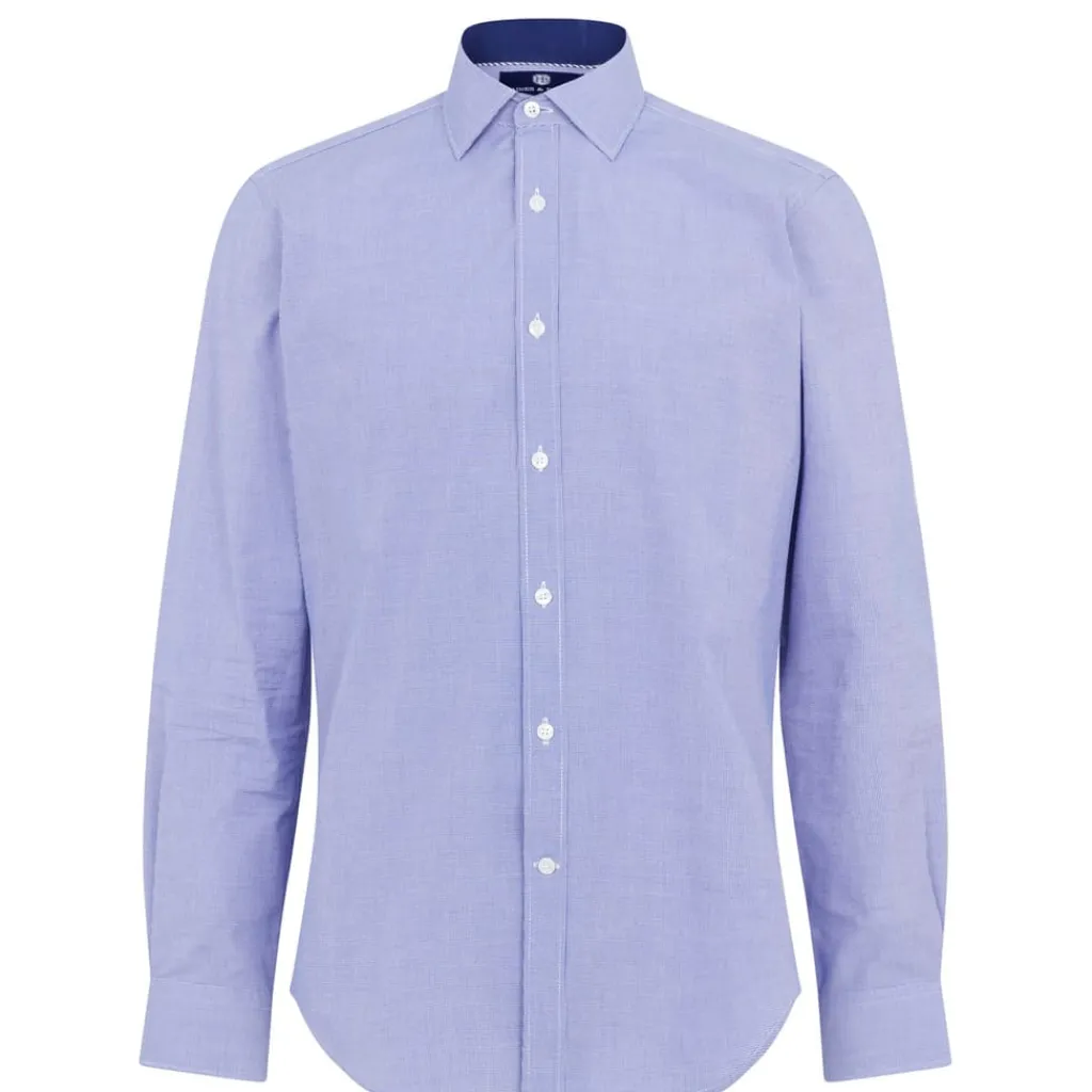 Shirts*Haines and Bonner Tailored Regular Collar Puppytooth Shirt in Blue