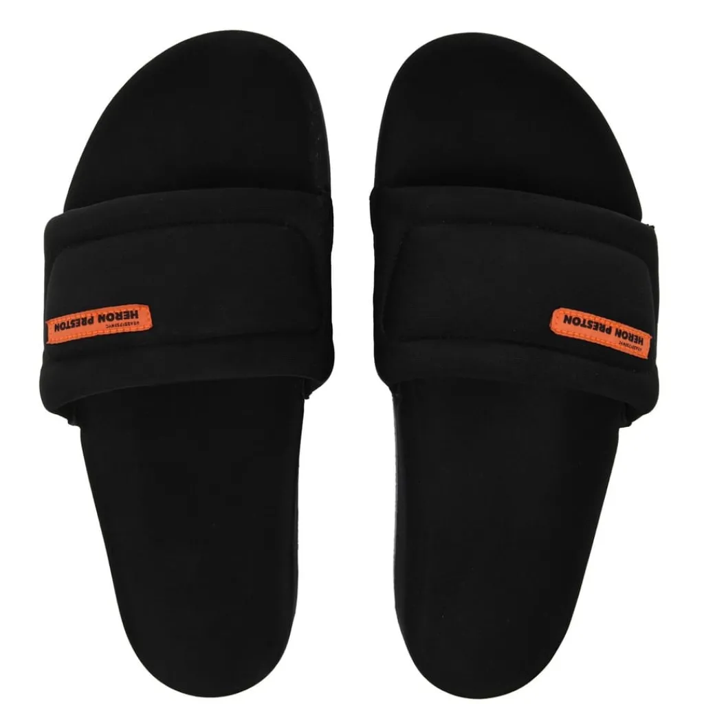 Beach Shoes*Heron Preston Fabric Sliders in Black