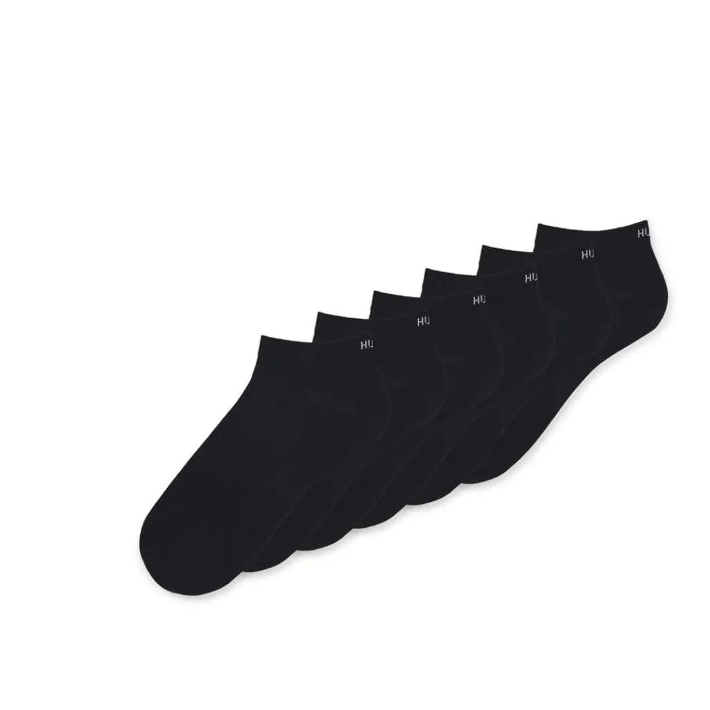 Underwear And Socks*Hugo 6 Pack of Logo Ankle Socks in Black