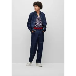 Jeans*Hugo Contrast Stitch Denim Jeans in Blue