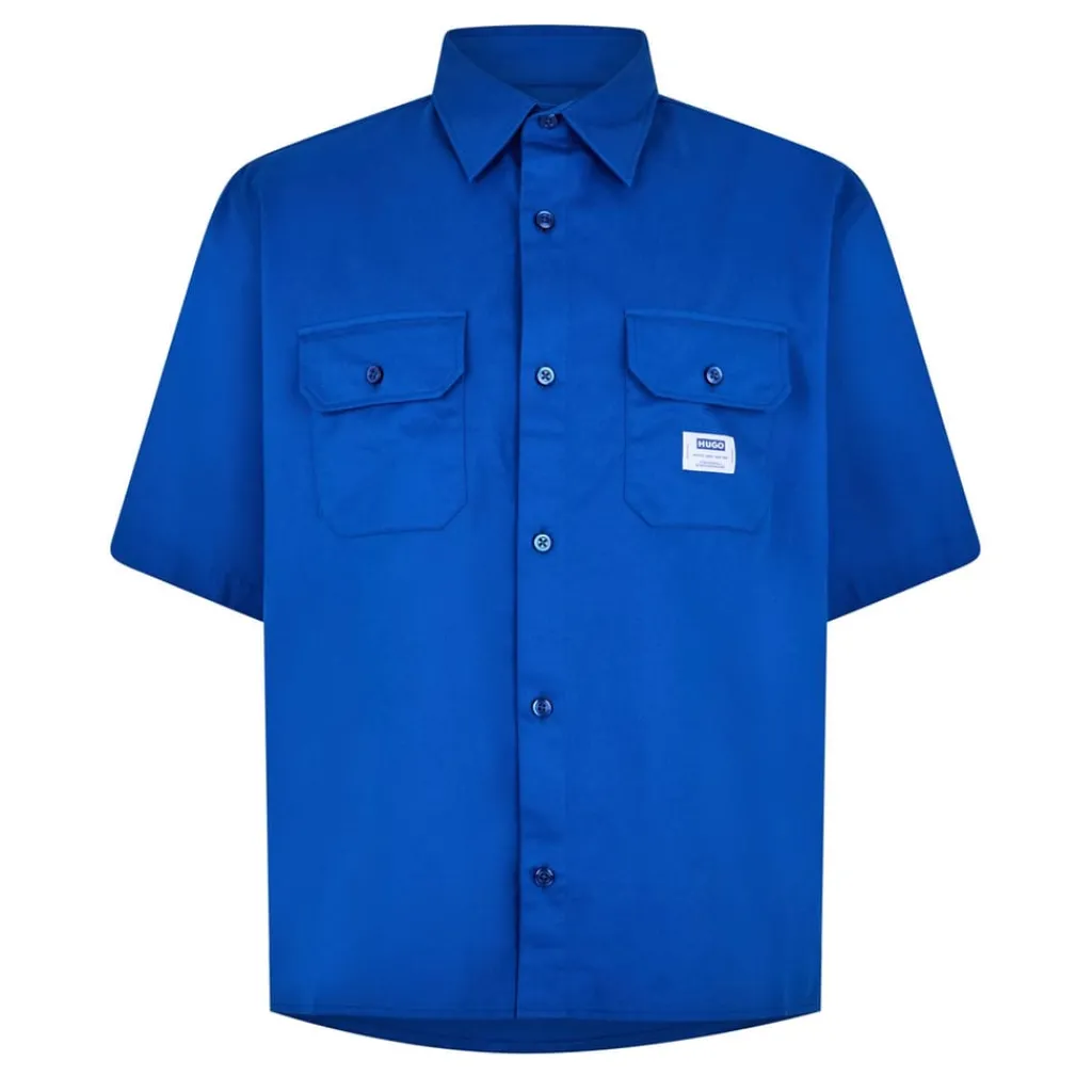 Shirts*Hugo Crew Neck Regular Fit Short Sleeve Shirt in Blue