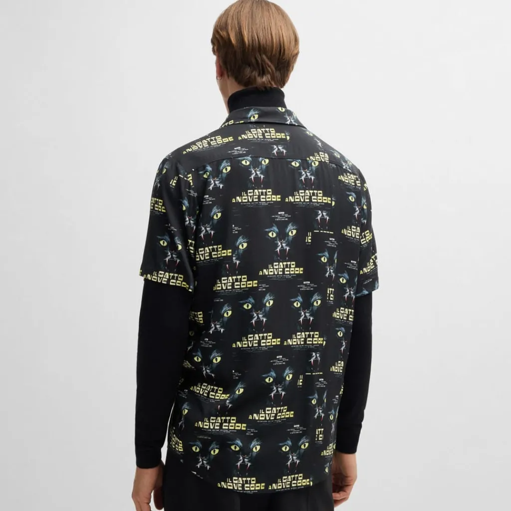Shirts*Hugo Ellino 70s Film Graphics Shirt in Black