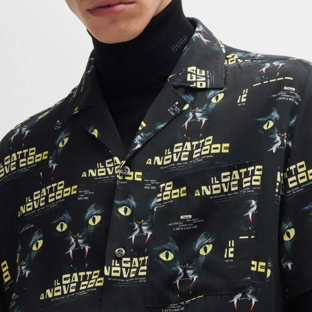 Shirts*Hugo Ellino 70s Film Graphics Shirt in Black