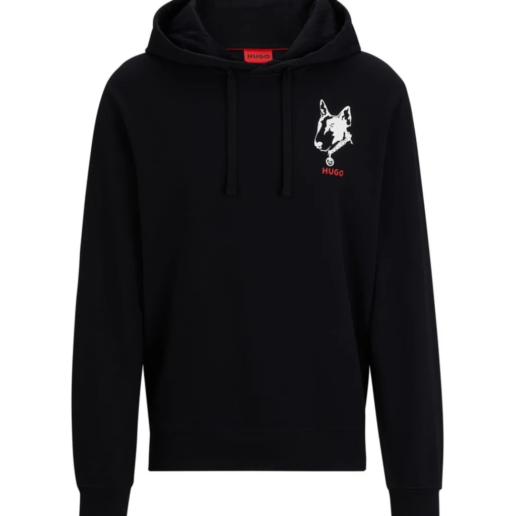 Hoodies*Hugo Hooded Dog Graphic Sweatshirt in Black