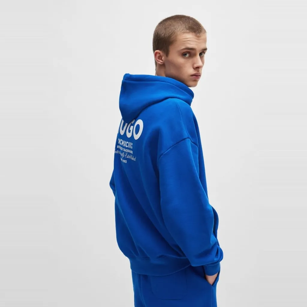 Hoodies*Hugo Hooded Relaxed Fit Long Sleeve Sweatshirt in Blue