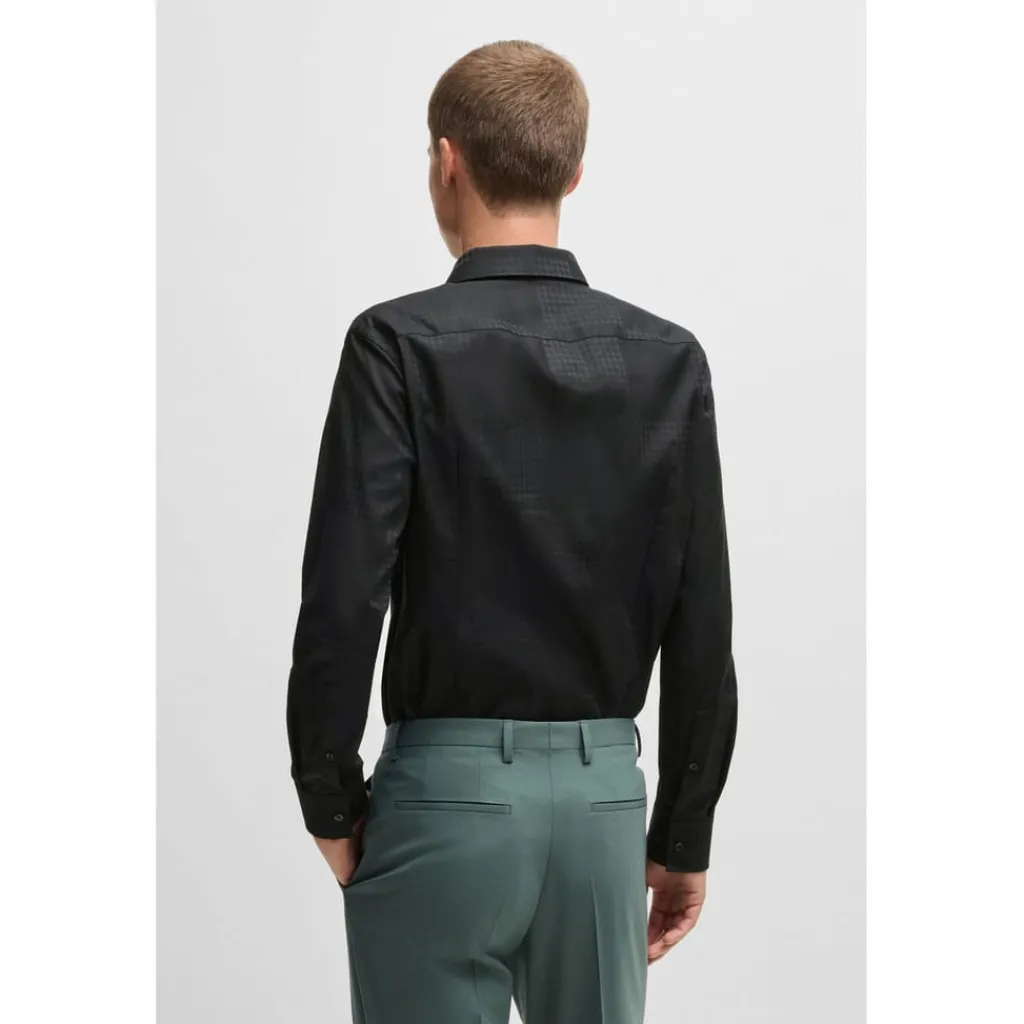 Shirts*Hugo Kenno Checkerboard Print Shirt in Black