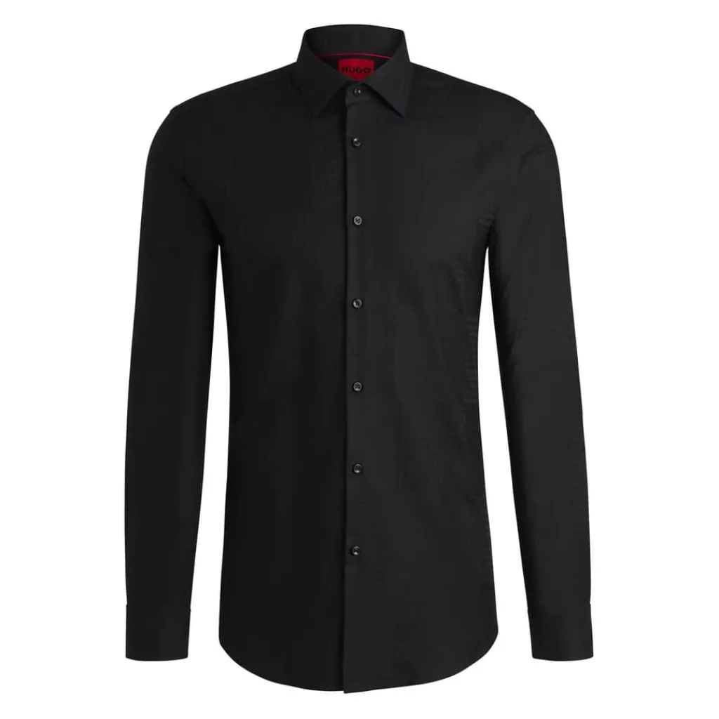 Shirts*Hugo Kenno Checkerboard Print Shirt in Black