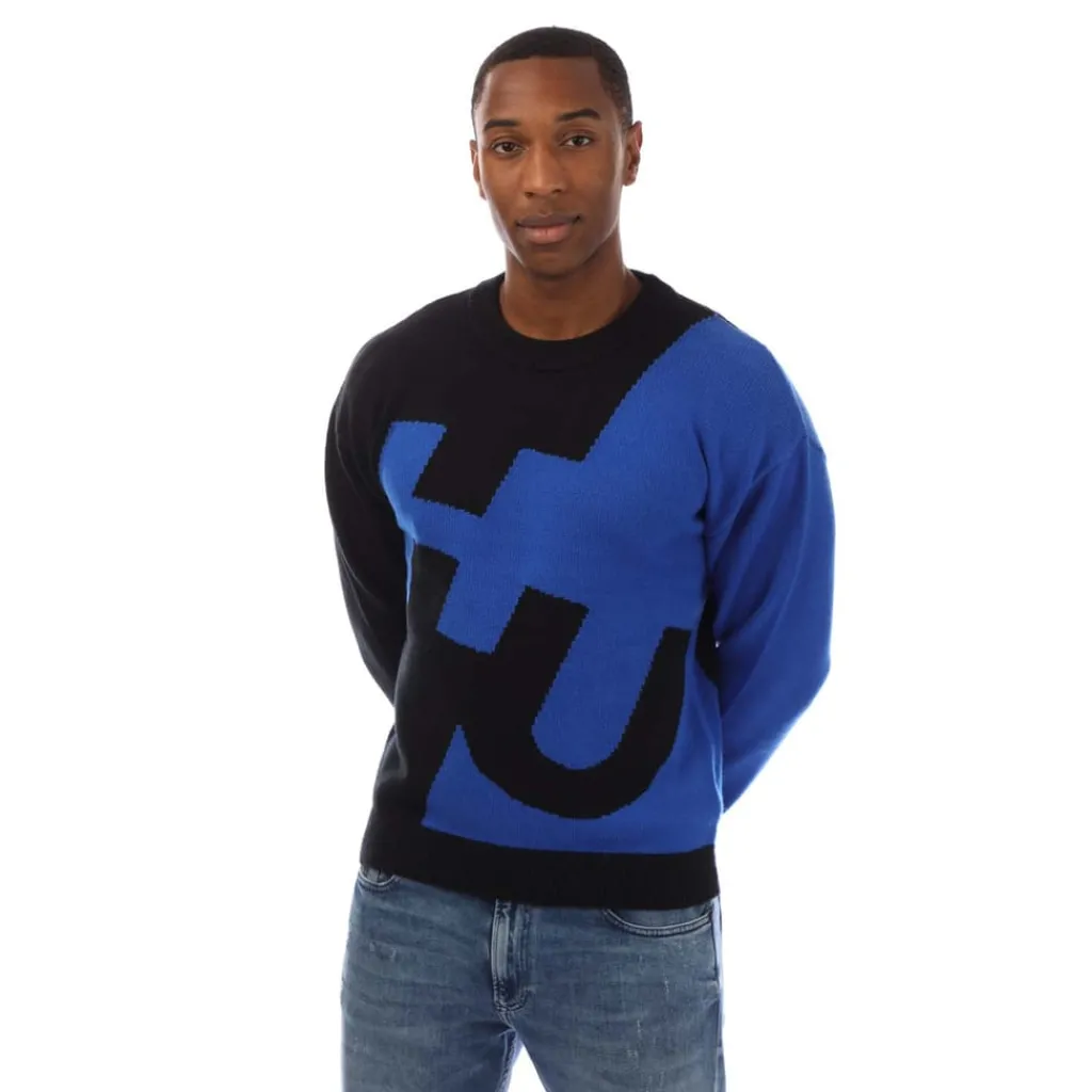 Sweatshirts*Hugo Knitted Crewneck Sweatshirt in Blue