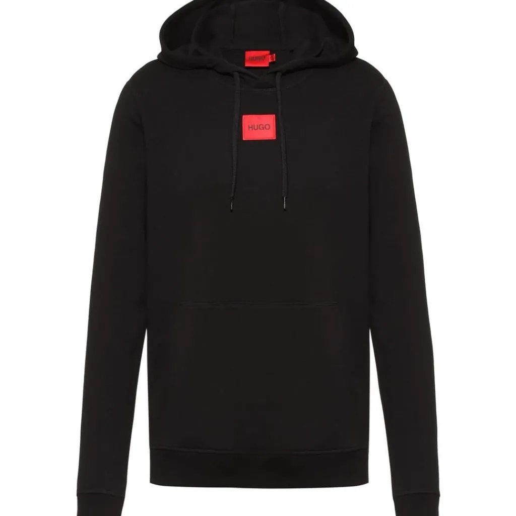 Hoodies*Hugo Label Cotton Terry Hoodie in Black