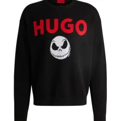 Knitwear*Hugo Large Genie Relaxed Fit Crew Neck Sweater in Black