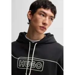 Sweatshirts|Hoodies*Hugo Noiderhood Chain Stitch Logo Hoodie in Black