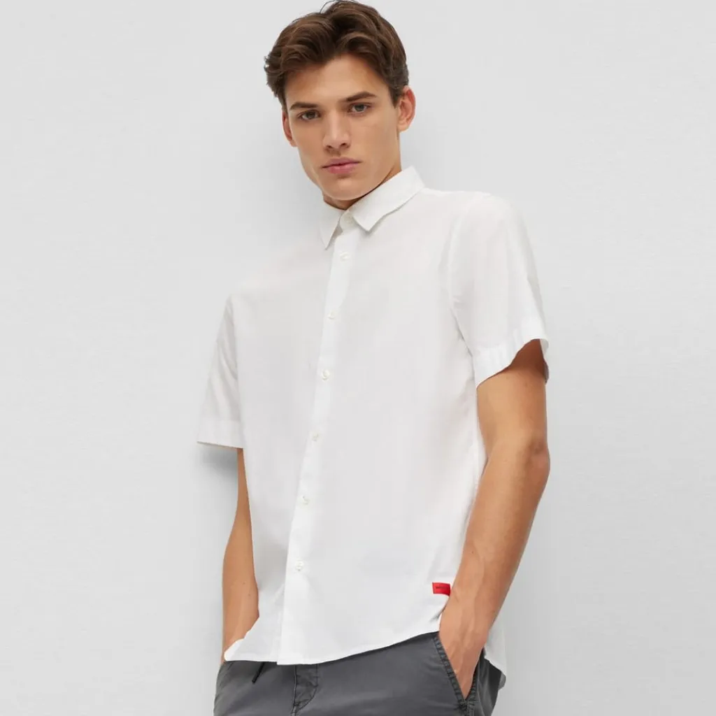 Shirts*Hugo Regular Fit Short Sleeve Shirt in White