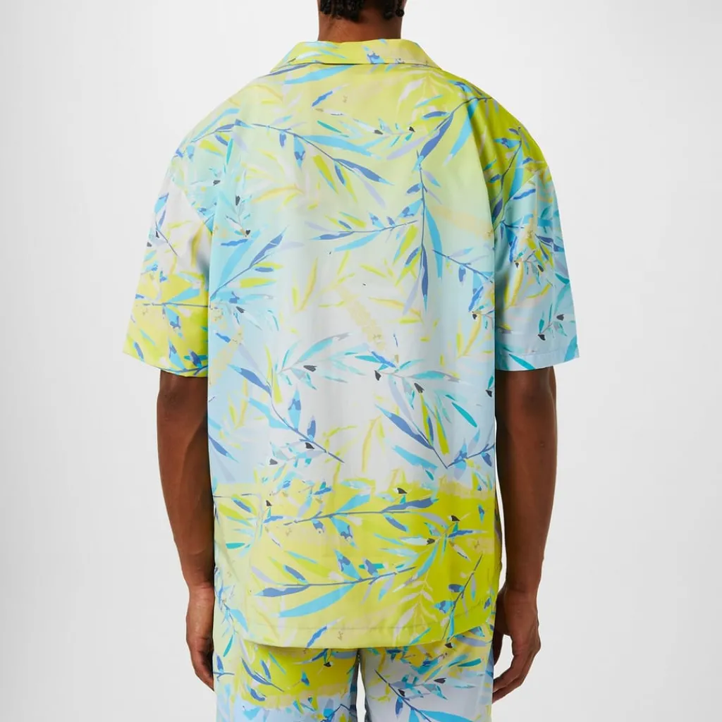 Shirts*Hugo Relaxed Fit Short Sleeve Beach Shirt in Yellow