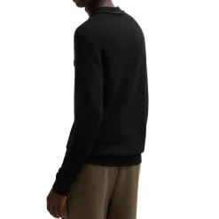 Knitwear|Polo Shirts*Hugo Sastoon Stacked Logo Zip-Neck Knit Polo Shirt in Black