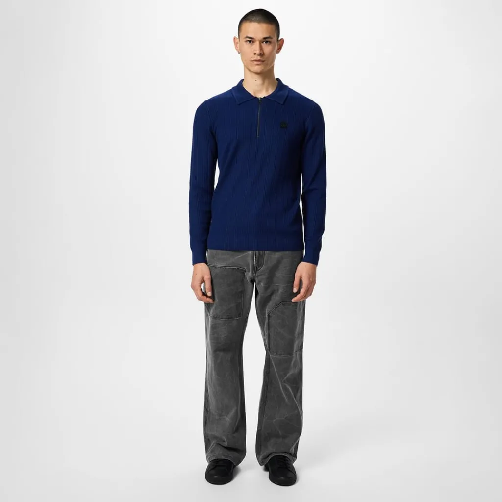 Polo Shirts*Hugo Sastoro Quarter Zip Top in Blue