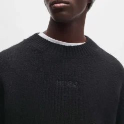 Knitwear*Hugo Seese Logo Detail Oversized Sweater in Black